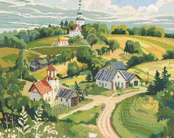 Belarus Countryside Scene 9 Cross-Stitch Pattern Digital Download