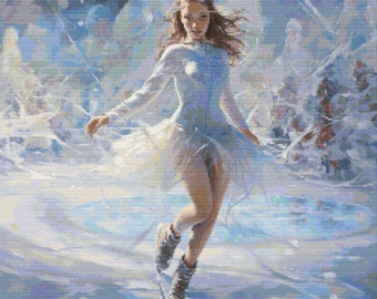 Figure Skater Scene 2 Cross-Stitch Pattern Digital Download