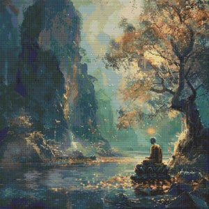 Buddha sucht Erleuchtung 7 Kreuzstichmuster Digitaler Download