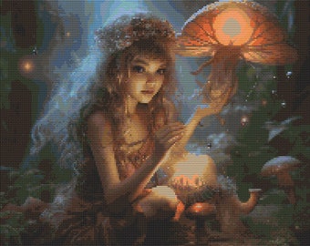 Fantasy Mushroom Fairy 1 Cross-Stitch Pattern Digital Download