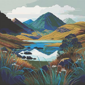 Scottish Highlands Cross-Stitch Pattern Digital Download