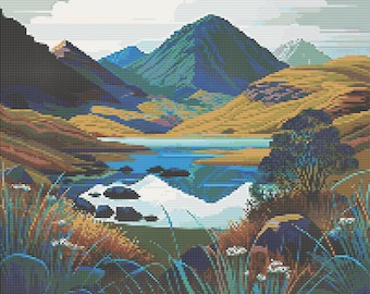 Scottish Highlands Cross-Stitch Pattern Digital Download