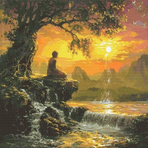 Buddha sucht Erleuchtung 1 Kreuzstichmuster Digital Download