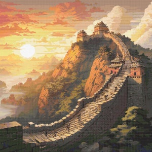 Great Wall of China Scene 1 Cross-Stitch Pattern Digital Download