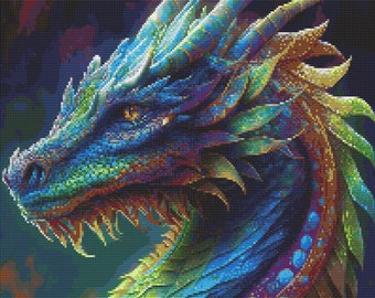 Download digital do padrão de ponto cruz Magical Rainbow Dragon 3