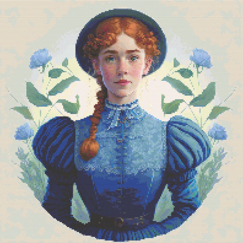 Anne of Green Gables in Blue Dress Crossstitch Pattern Etsy