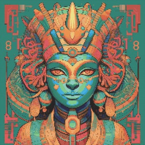 Hathor in Bright Colors 1 Cross-Stitch Pattern Digital Download