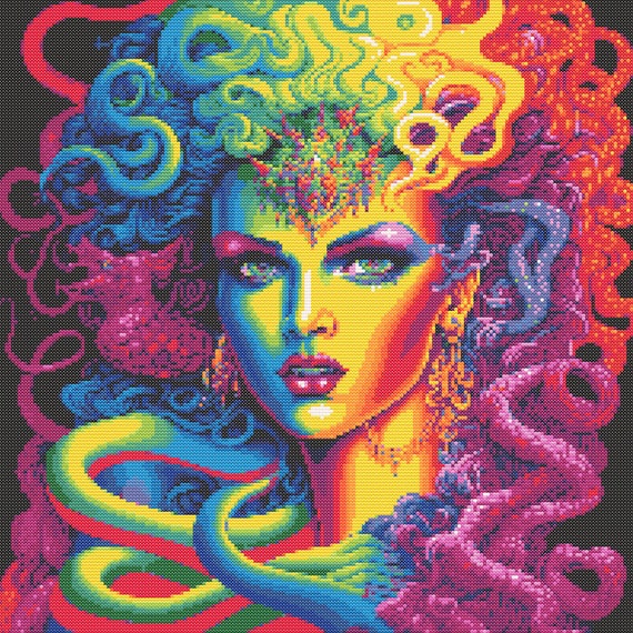 Rainbow Medusa Cross-stitch Pattern Digital Download - Etsy