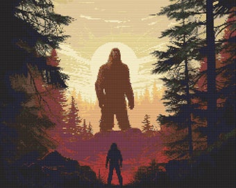 Bigfoot Scene 6 Cross-Stitch Pattern Digital Download