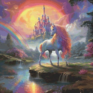 Fantasy Einhorn Motiv 6 Kreuzstichmuster Digital Download