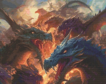 Fantasy Dragons 4 Cross-Stitch Pattern Digital Download
