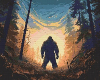 Bigfoot Scene 5 Cross-Stitch Pattern Digital Download