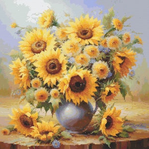Ukrainian National Flowers: Sunflowers 2 Cross-Stitch Pattern Digital Download