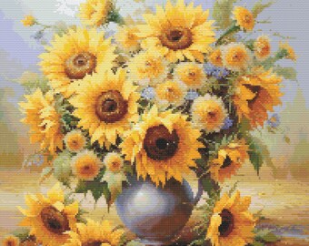 Ukrainian National Flowers: Sunflowers 2 Cross-Stitch Pattern Digital Download