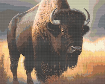 Amerikanischer Bison Kreuzstich Muster PDF Sofort-Download für Bison-Liebhaber