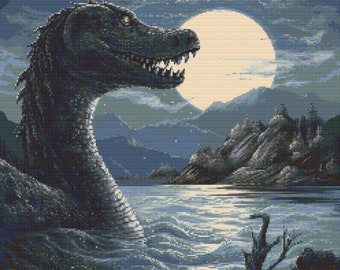Loch Ness Monster Closeup 7 Cross-Stitch Pattern Digital Download
