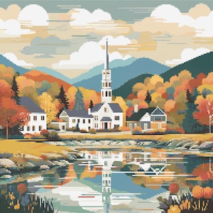 New Hampshire Scene 3 Cross-Stitch Pattern Digital Download