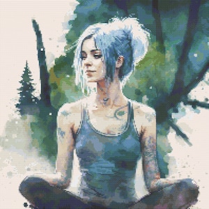 Yoga Girl Cross-Stitch Pattern Digital Download