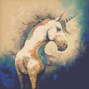 Magical Unicorn in Muted Colors Cross-Stitch Pattern Digital Download