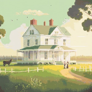 Anne of Green Gables Farm House Scene Cross-Stitch Pattern Digital Download