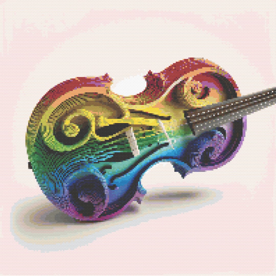 Rainbow Swirls Violin Crossstitch Pattern Digital Download Etsy