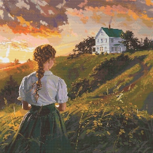Green Gables Sunset 2 Cross-Stitch Pattern Digital Download