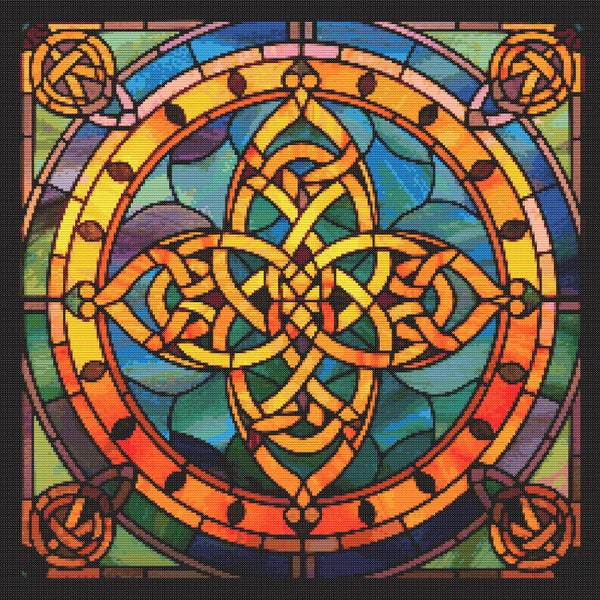 Celtic Knot Stained-Glass Window 2 Cross-Stitch Pattern Digital Download