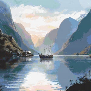 Norwegischer Fjord 3 Kreuzstichmuster Digital Download