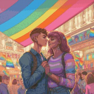 Pride Month Scene 2 Cross-Stitch Pattern Digital Download