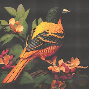 Baltimore Oriole Cross-Stitch Pattern Digital Download