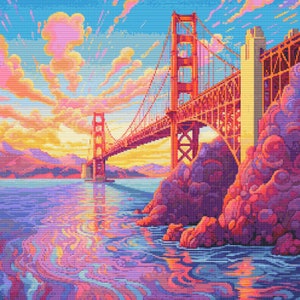Fantasy Golden Gate Bridge 2 Cross-Stitch Pattern Digital Download