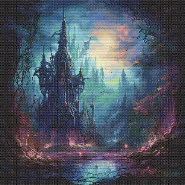 Gothic Fantasy Scene 3 Cross-Stitch Pattern Digital Download
