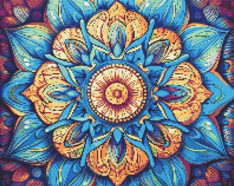 Colorful Mandala 2 Cross-Stitch Pattern Digital Download
