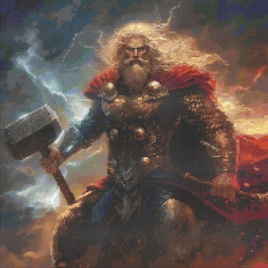 Norse God Thor Cross-Stitch Pattern Digital Download