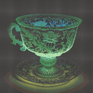 Uranium Glass Teacup Cross-Stitch Pattern Digital Download