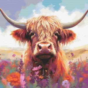 Highland Cow 7 Cross-Stitch Pattern Digital Download