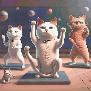 Cat Yoga Cross-Stitch Pattern Digital Download