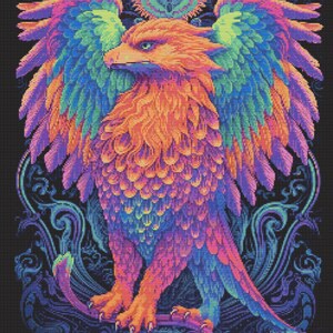 Rainbow Gryphon 1 Cross-Stitch Pattern Digital Download
