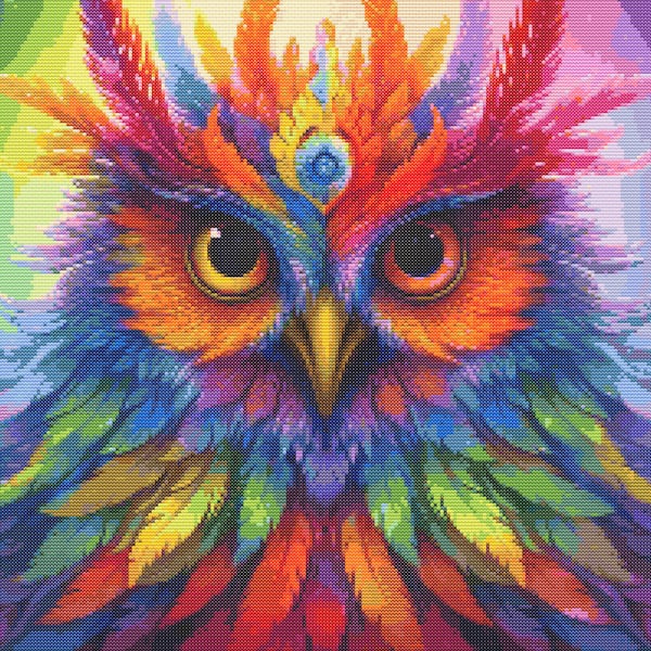 Magical Rainbow Owl 4 Cross-Stitch Pattern Digital Download