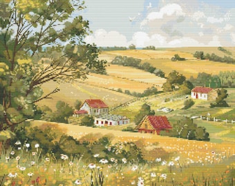 Belarus Countryside Scene 4 Cross-Stitch Pattern Digital Download