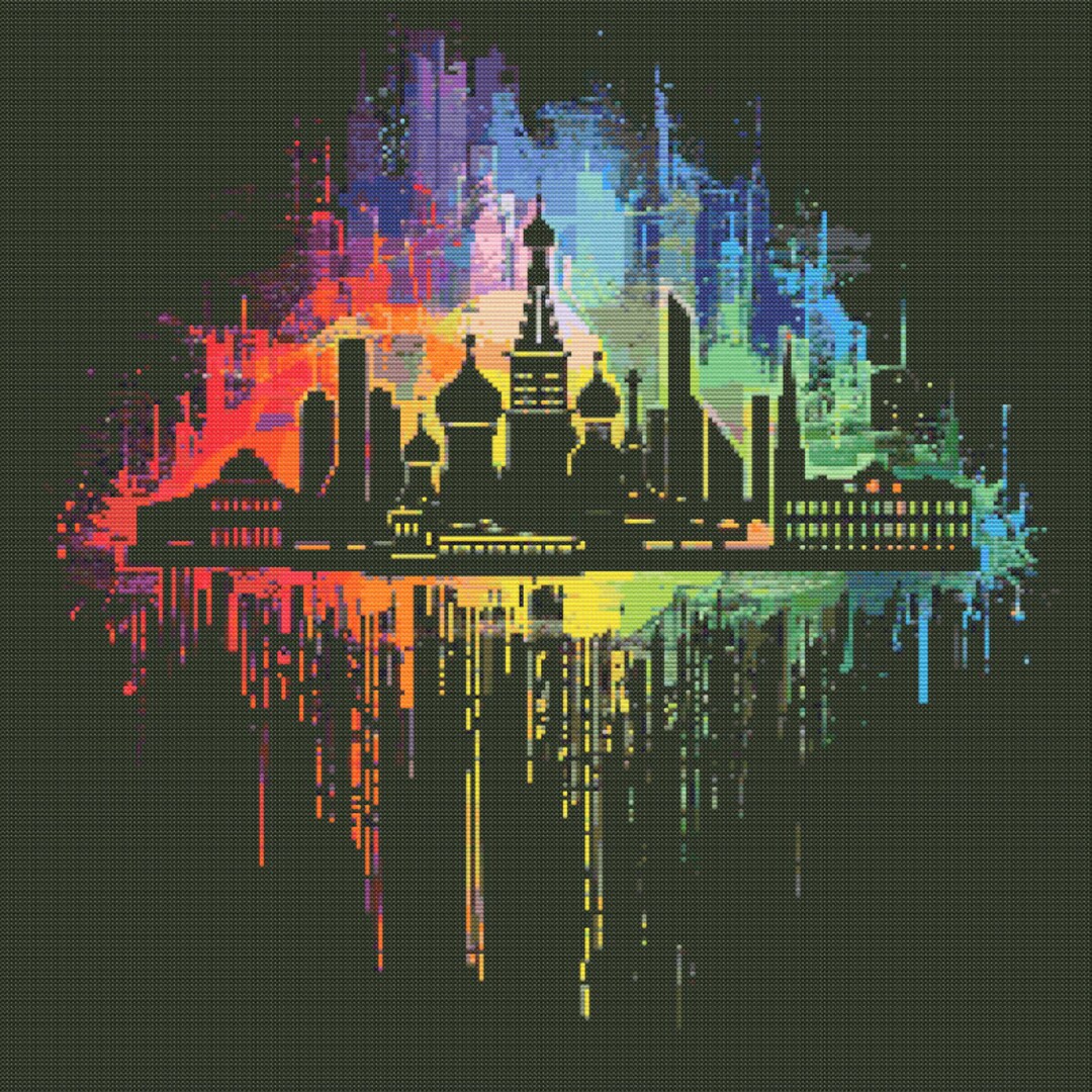 Moscow Skyline Rainbow Silhouette 1 Cross-stitch Pattern Digital ...