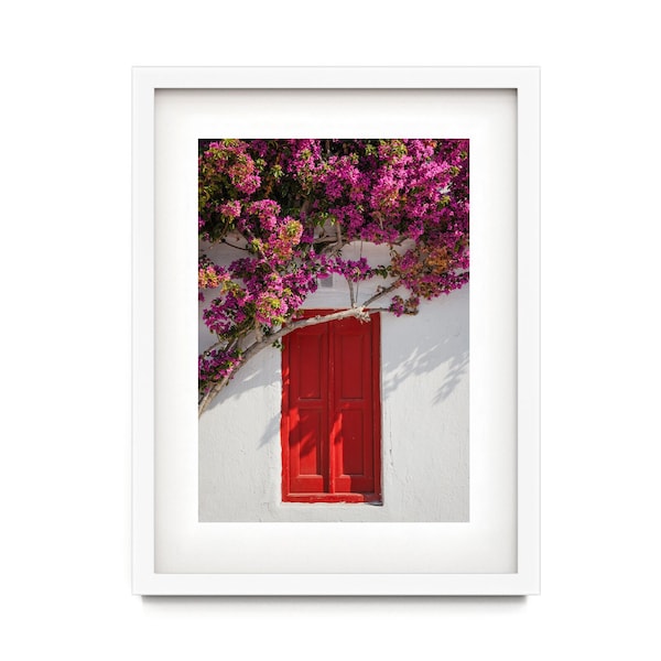 Red Door Print, Greek Wall Art, Mediterranean Art Print, Mykonos Greece Photo, Framed or Unframed, Fine Art Photography, Unique Gift for Her