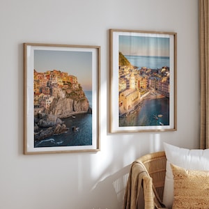 Cinque Terre Set of 2 Prints, Italian Home Decor, Italy Wall Art, Manarola Vernazza Framed Artwork | Fine Art Photography, Oversize Prints