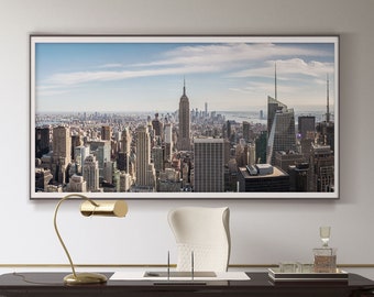 New York Panoramic, NYC Photography, New York Print, Manhattan Wall Art, Empire State Building Photo, Office Decor, Very Large Artwork