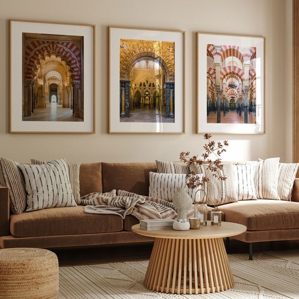 Spanish Wall Art, Islamic Print Set of 3, Mezquita Cordoba Architecture, Andalusia Poster, Fine Art Photography, Spain Gifts, Boho Artworks