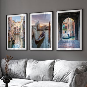 Venice Set of 3 Prints | Italy Wall Art, Gondola, Grand Canal and Gondola Framed Artwork, Fine Art Photography, Extra Large Photos