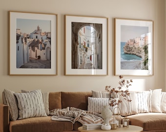 Puglia Italy Set of 3 Prints, Italian Decor, Mediterranean Wall Art, Three White Artwork, Framed Prints, Fine Art Photography, Photo Gift