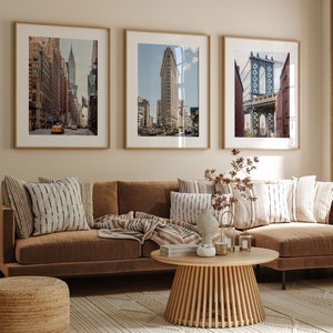 New York Set of 3 Prints, Modern Architecture Wall Art, Manhattan NYC Framed Artwork, Fine Art Photography, Oversize Home Decor Set