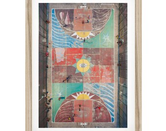 Basketball Court Wall Art, Colorful Aerial Photography Print, Brazil Street Art, Boys Teen Room Decor