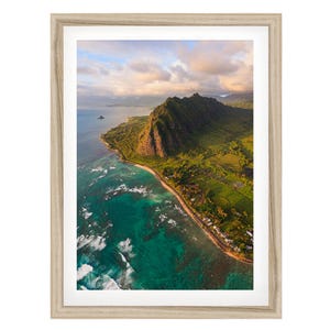Oahu Aerial Photo, Hawaii Art Print, Tropical Island Home Decor, Hawaiian Artwork, Landscape Fine Art Photography, Gift for Nature Lover